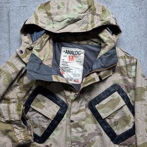 Analog Snowboard Jacket Men's Medium Camo Geometric Print Hooded Winter Ski Coat